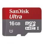 SanDisk Ultra Micro SDHC 16GB Memory Card + SD Adapter