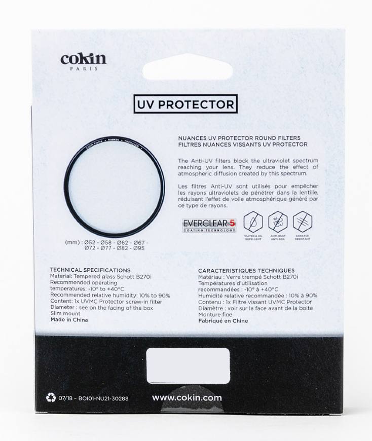 95mm Cokin NUANCES UV Protector Screw-in Camera Filter